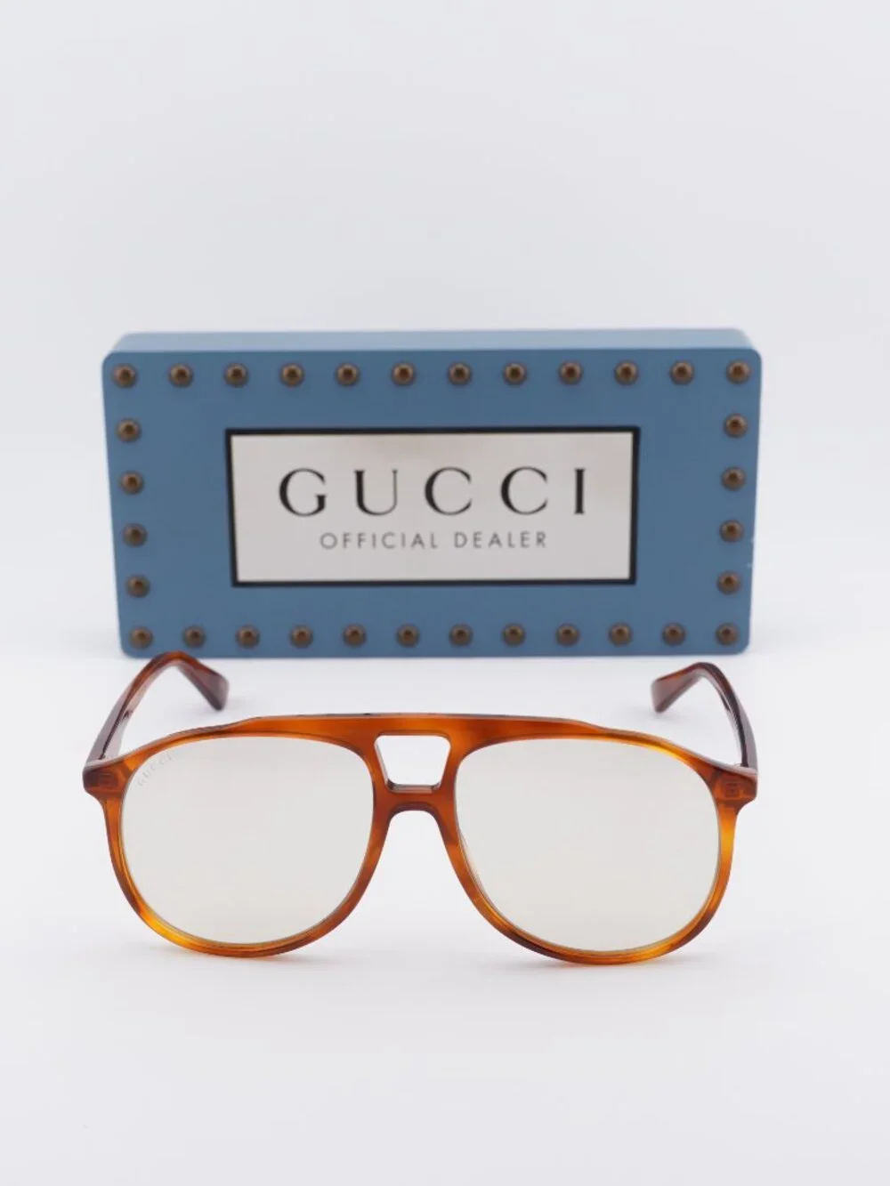 Gucci GG0264S 001 Aviator Sunglasses - Havana / Yellow